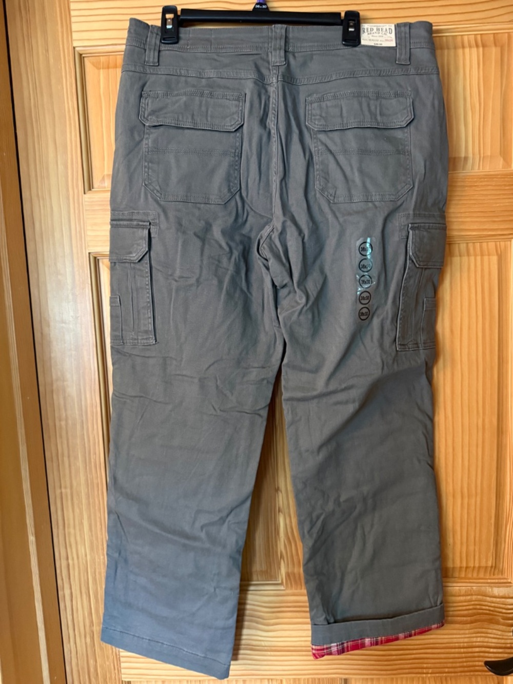 NWT Men’s Red Head Flannel lined cargo Grey pants 36x30 - Picture 2 of 4